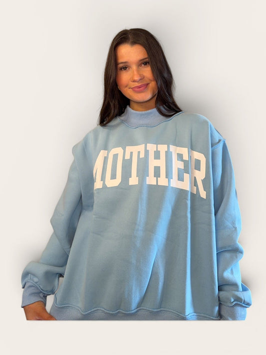 Blue Mother Mock Neck